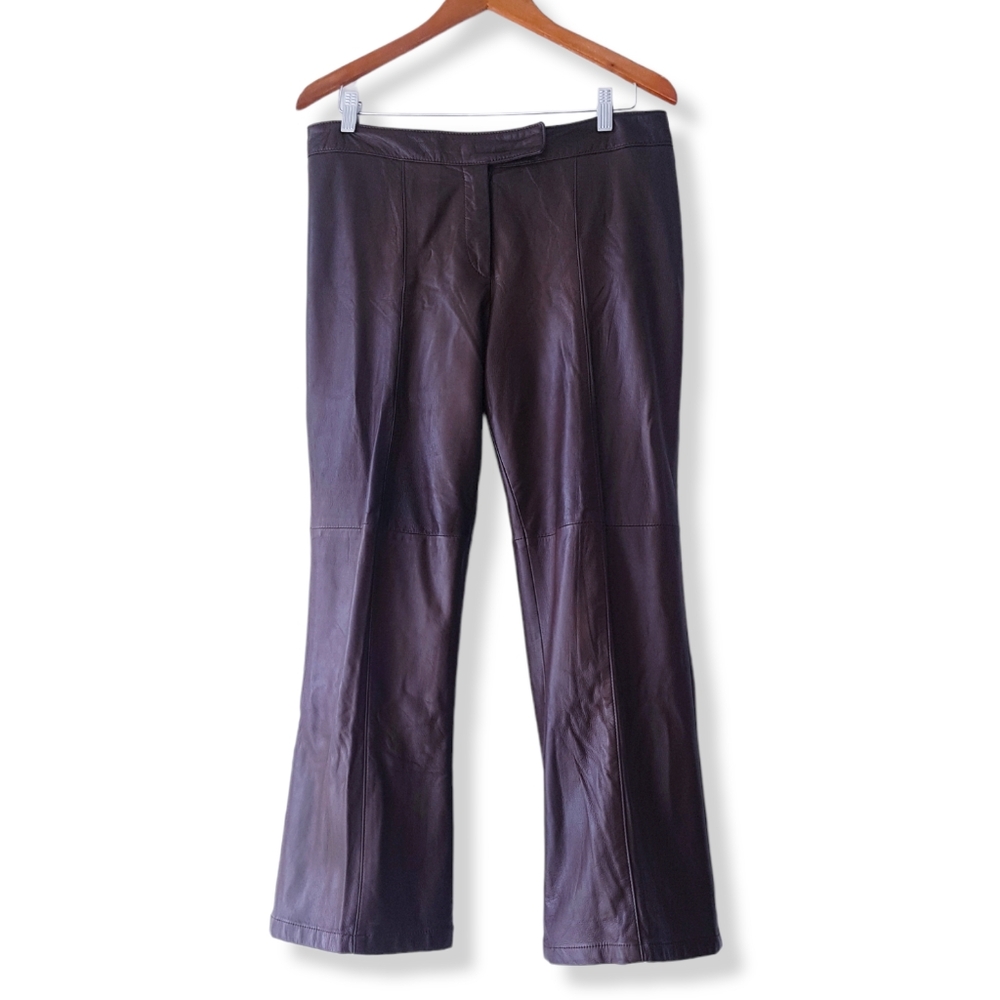 DANIER LEATHER Brown Genuine Leather Cropped Pants